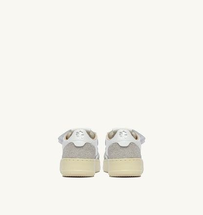 AUTRY MEDALIST KIDSTRIPES SNEAKERS IN WHITE LEATHER AND GLITTER GRAY LEATHER