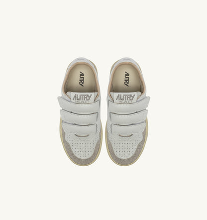 AUTRY MEDALIST KIDSTRIPES SNEAKERS IN WHITE LEATHER AND GLITTER GRAY LEATHER