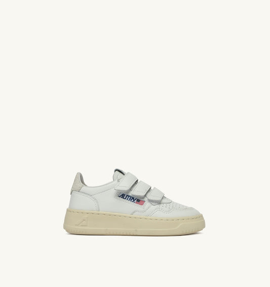 AUTRY MEDALIST LOW KIDSTRIPES SNEAKERS IN LEATHER COLOR WHITE AND GLITTER
