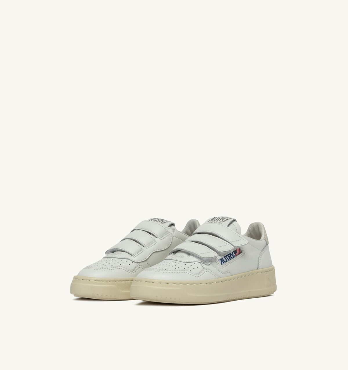 AUTRY MEDALIST LOW KIDSTRIPES SNEAKERS IN LEATHER COLOR WHITE AND GLITTER