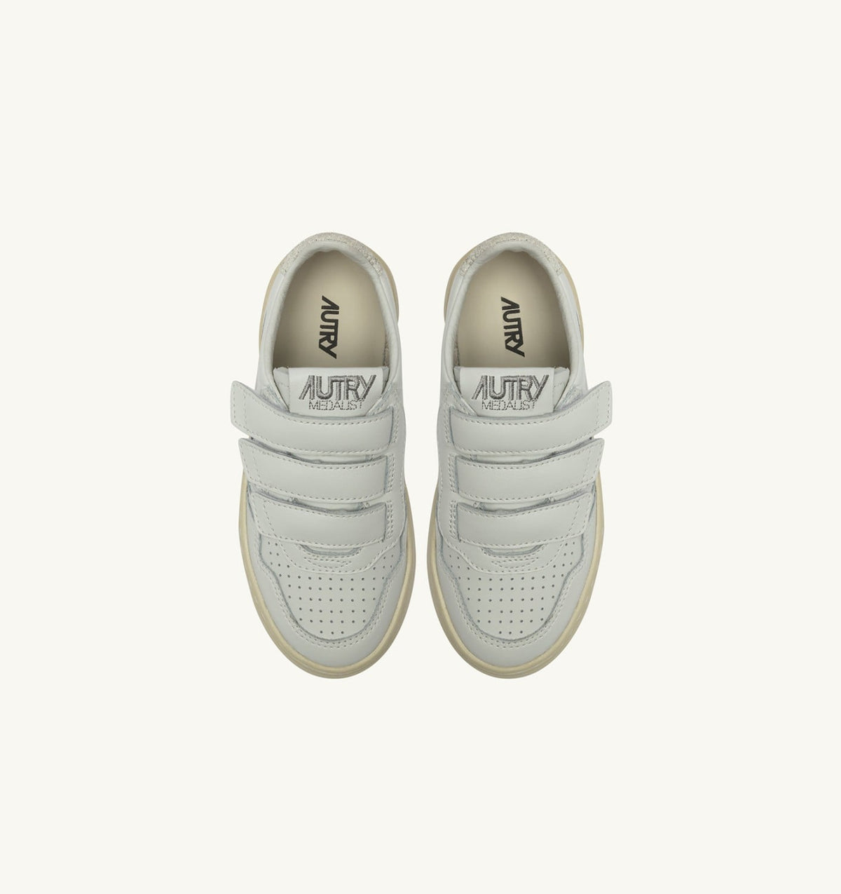 AUTRY MEDALIST LOW KIDSTRIPES SNEAKERS IN LEATHER COLOR WHITE AND GLITTER