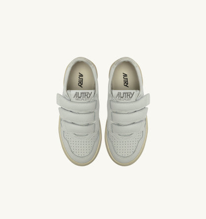 AUTRY MEDALIST LOW KIDSTRIPES SNEAKERS IN LEATHER COLOR WHITE AND GLITTER