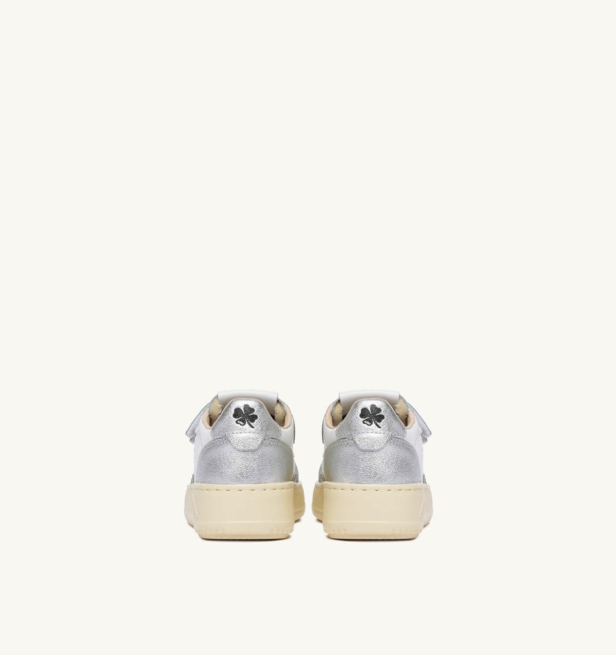 AUTRY MEDALIST KIDSTRIPES LOW BICOLOR SNEAKERS IN WHITE AND SILVER LEATHER