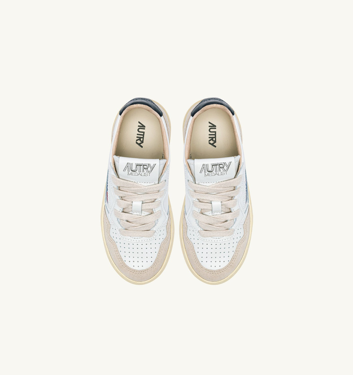 AUTRY MEDALIST KIDS LOW SNEAKERS IN WHITE AND BLUE SPACE SUEDE