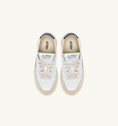 AUTRY MEDALIST KIDS LOW SNEAKERS IN WHITE AND BLUE SPACE SUEDE