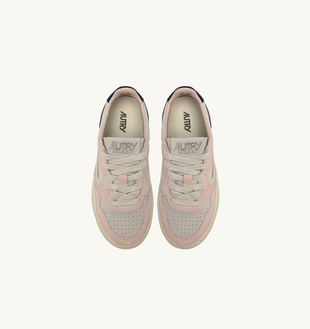 AUTRY MEDALIST KIDS LOW SNEAKERS IN SUEDE COLOR ATLANTIC WHITE AND ROSEMARY