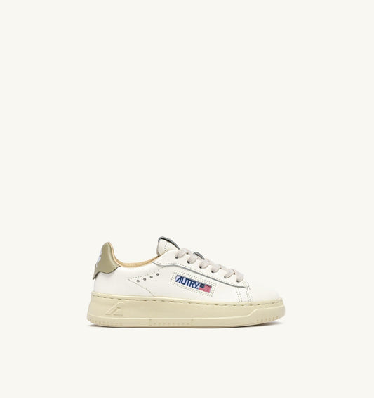 AUTRY SNEAKERS DALLAS KIDS LOW IN MARSHMALLOW AND GRAY GREEN LEATHER