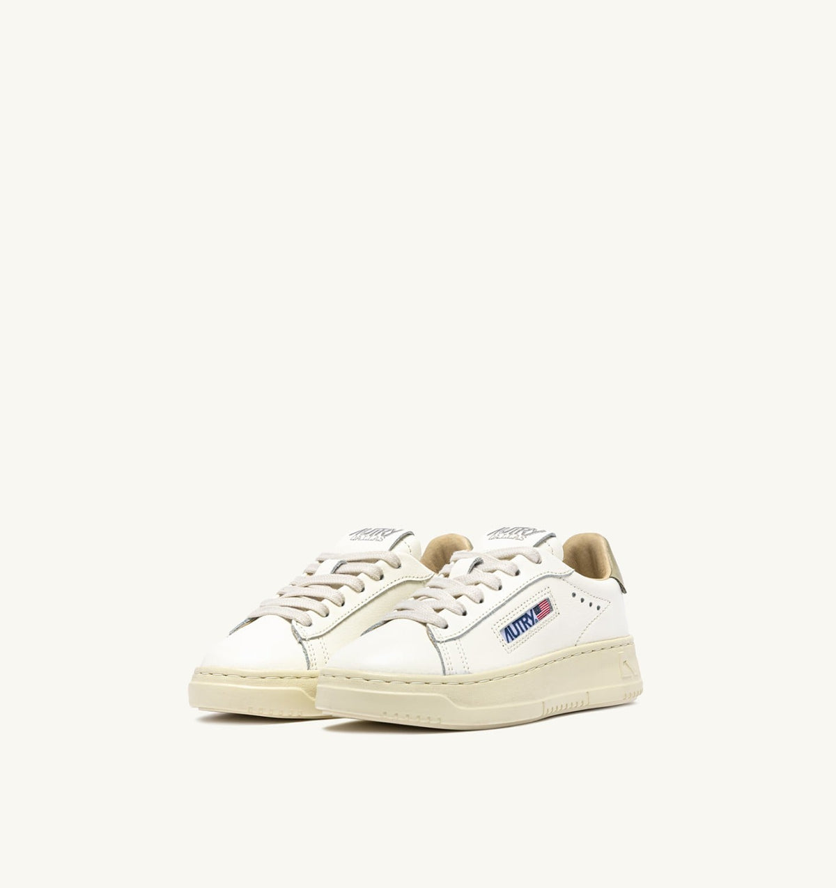 AUTRY SNEAKERS DALLAS KIDS LOW IN MARSHMALLOW AND GRAY GREEN LEATHER