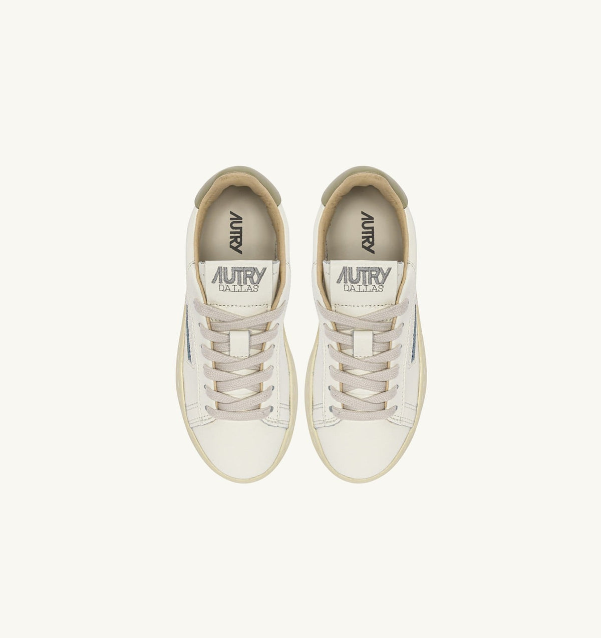 AUTRY SNEAKERS DALLAS KIDS LOW IN MARSHMALLOW AND GRAY GREEN LEATHER