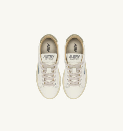 AUTRY SNEAKERS DALLAS KIDS LOW IN MARSHMALLOW AND GRAY GREEN LEATHER