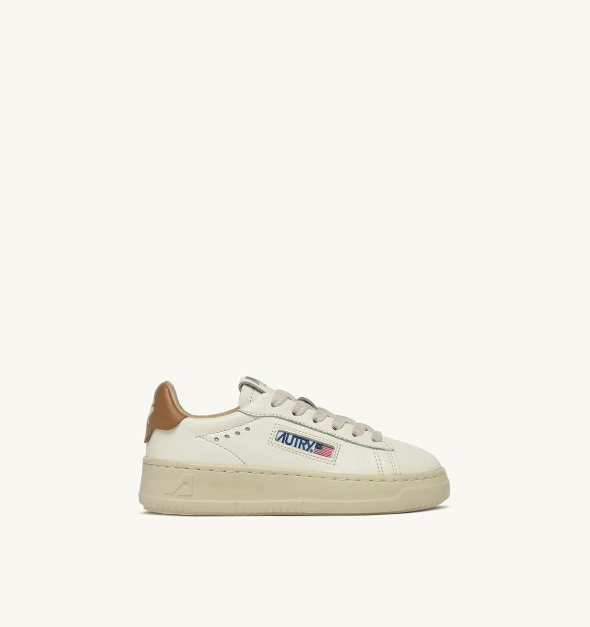 AUTRY DALLAS KIDS KIDS LOW SNEAKERS IN LEATHER COLOR MARSHMALLOW AND BROWN SUGAR