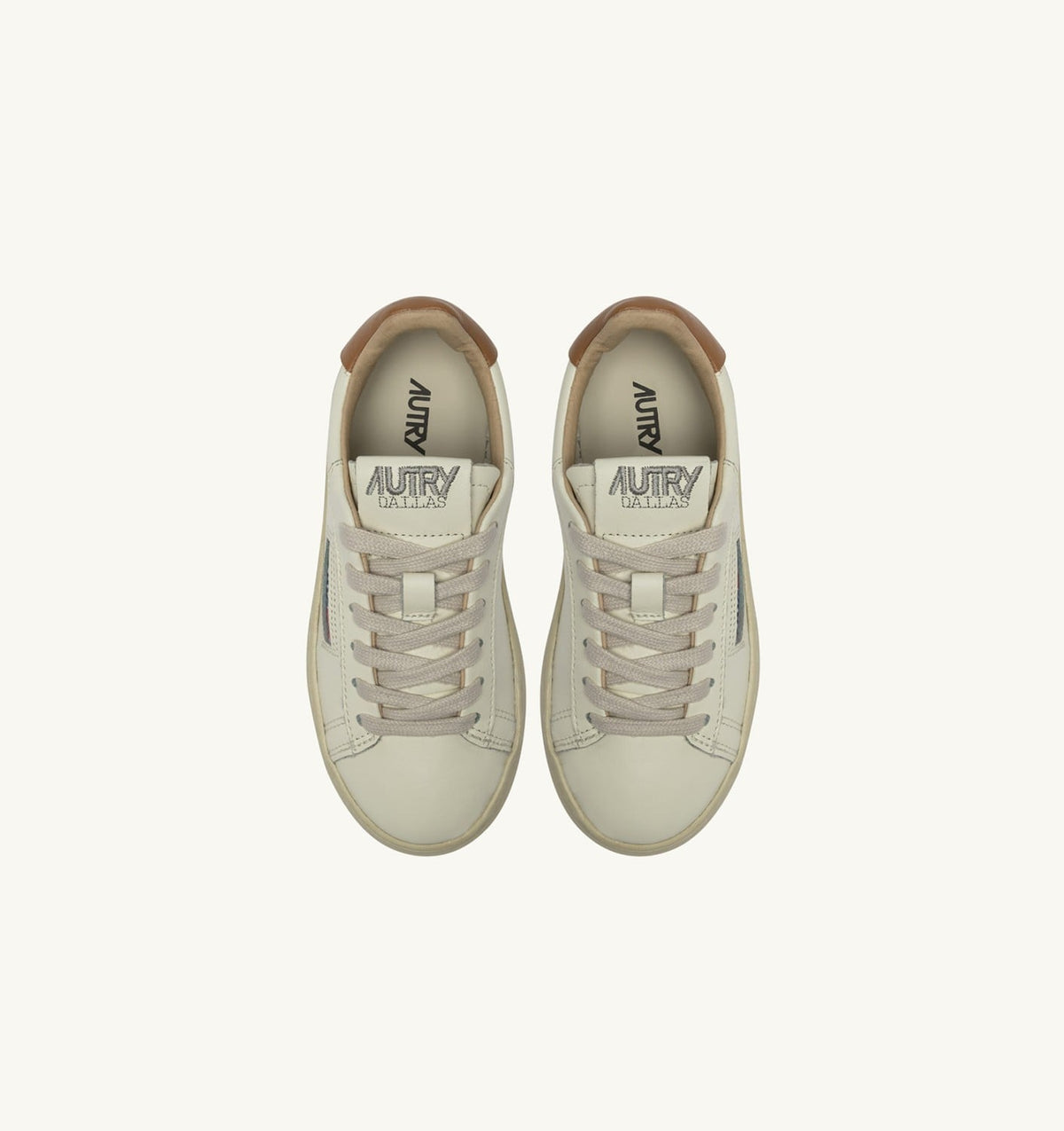 AUTRY DALLAS KIDS KIDS LOW SNEAKERS IN LEATHER COLOR MARSHMALLOW AND BROWN SUGAR