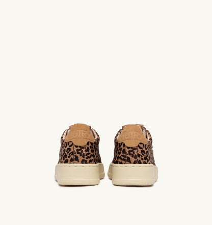 AUTRY MEDALIST EASEKNIT LOW SNEAKERS IN 'LEOPARD PRINT' BROWN AND BEIGE KNIT