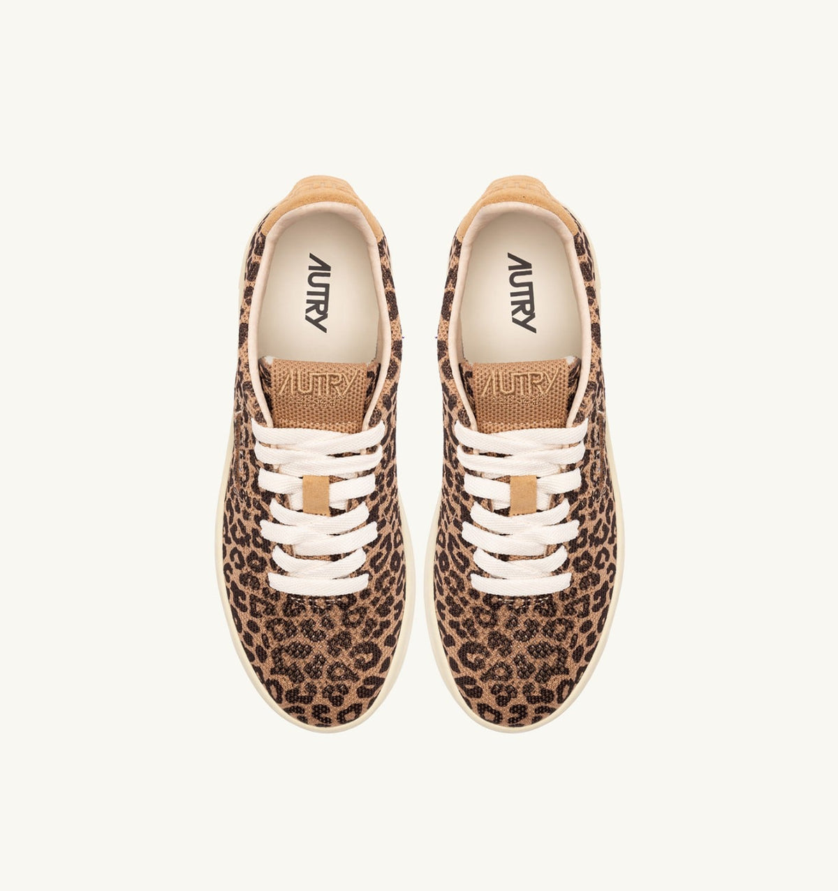 AUTRY MEDALIST EASEKNIT LOW SNEAKERS IN 'LEOPARD PRINT' BROWN AND BEIGE KNIT