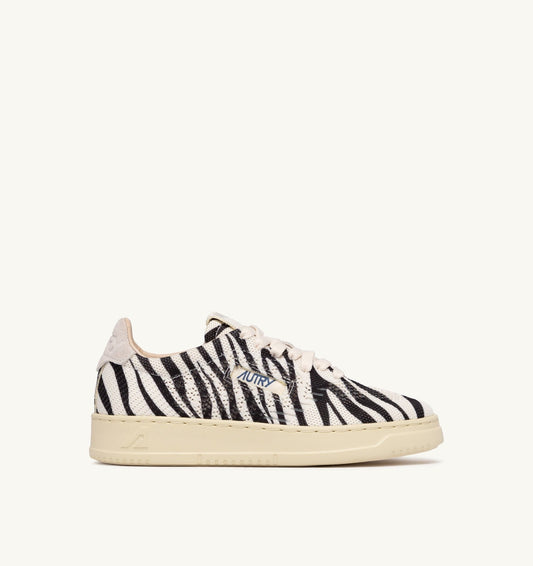 AUTRY MEDALIST EASEKNIT LOW SNEAKERS IN 'ZEBRA PRINT' IVORY WHITE AND BLACK KNIT