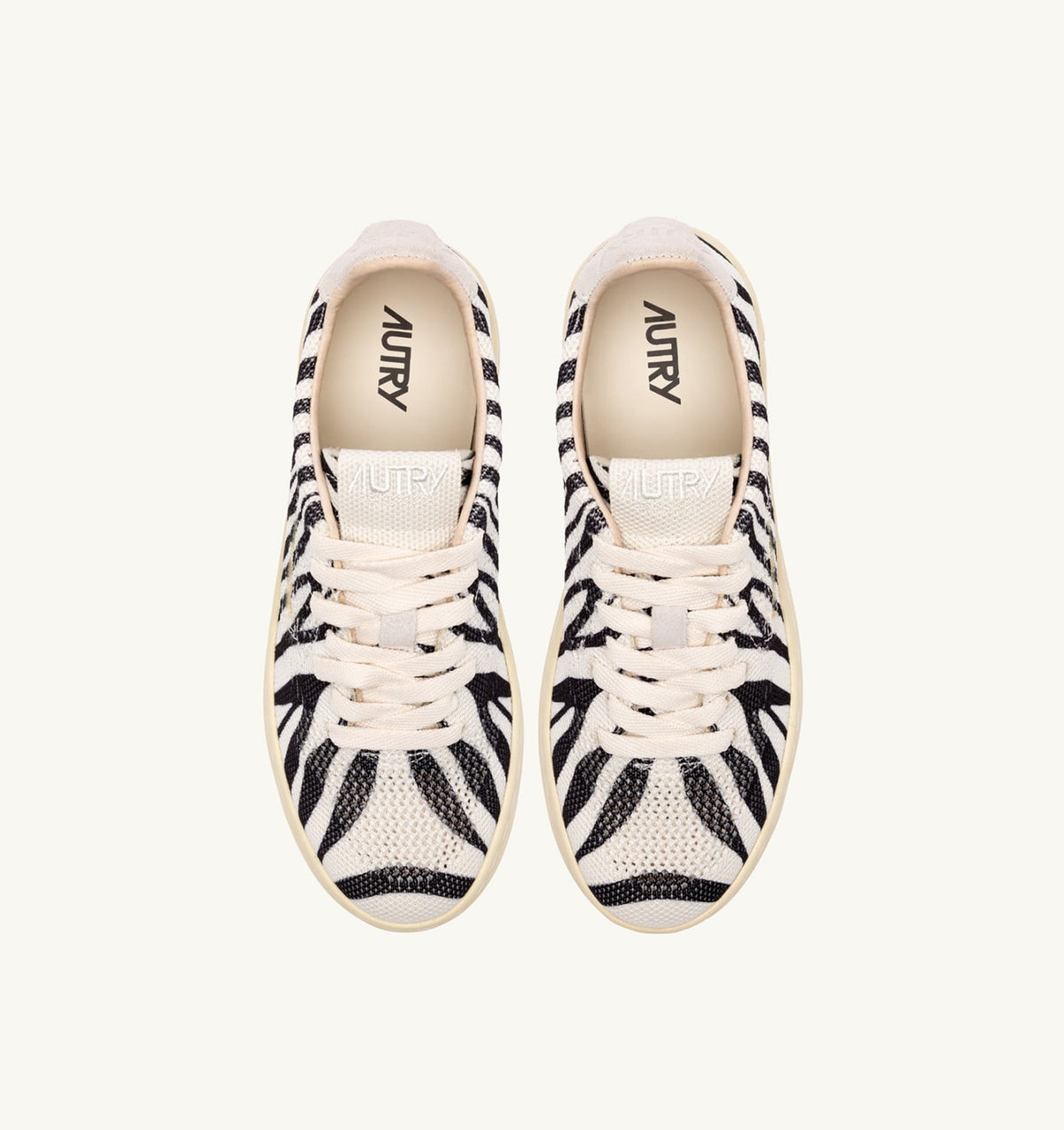 AUTRY MEDALIST EASEKNIT LOW SNEAKERS IN 'ZEBRA PRINT' IVORY WHITE AND BLACK KNIT