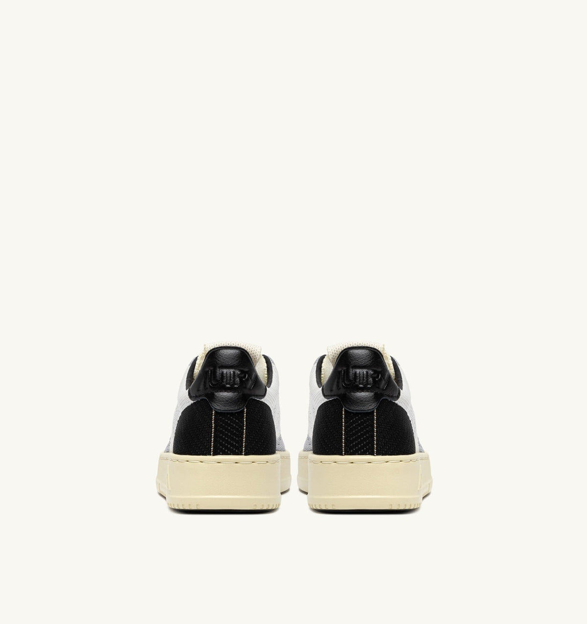 AUTRY MEDALIST EASEKNIT LOW SNEAKERS IN IVORY WHITE BLACK AND SILVER KNIT