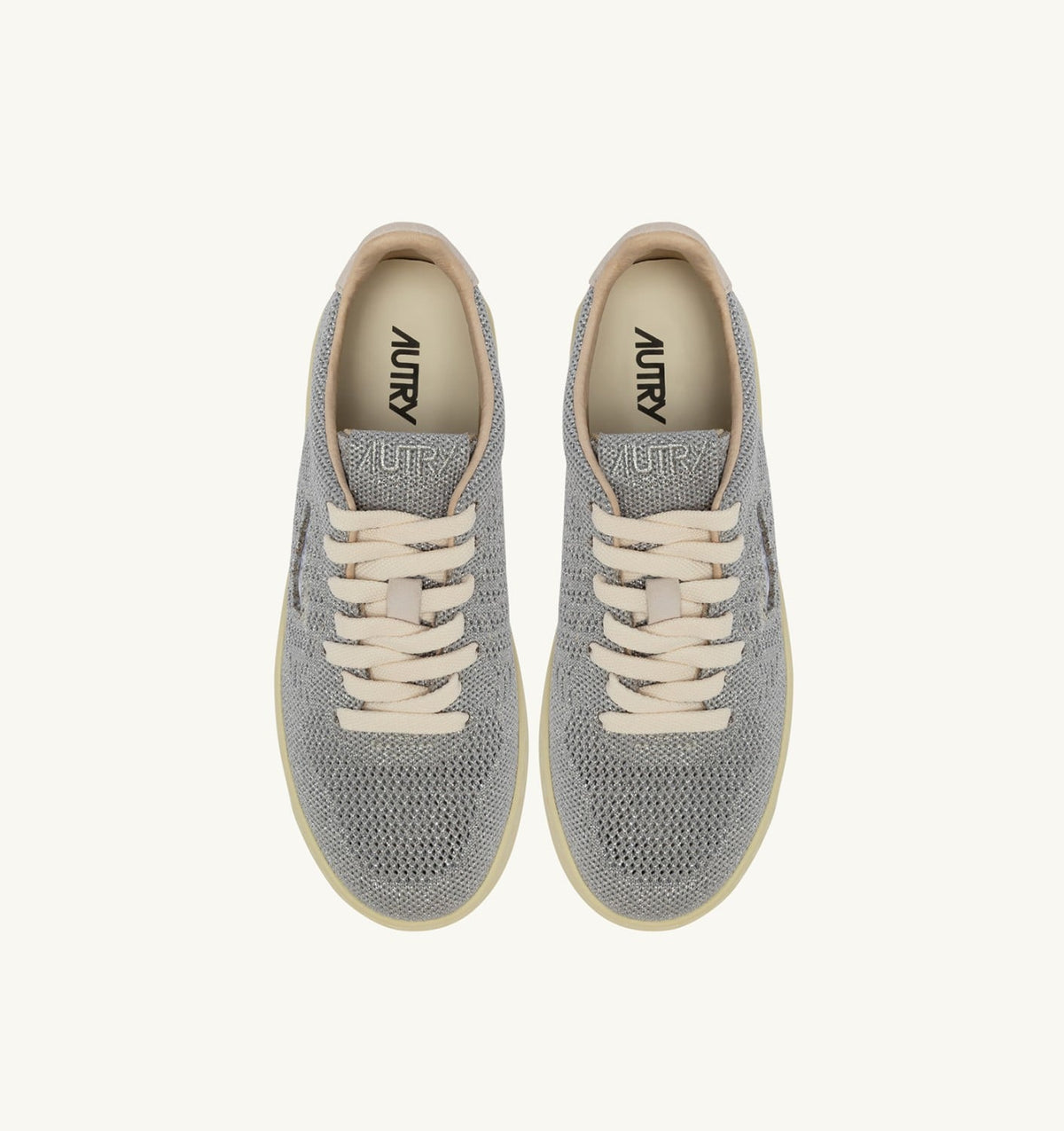 AUTRY MEDALIST EASEKNIT LOW SNEAKERS IN SILVER-TONE KNIT