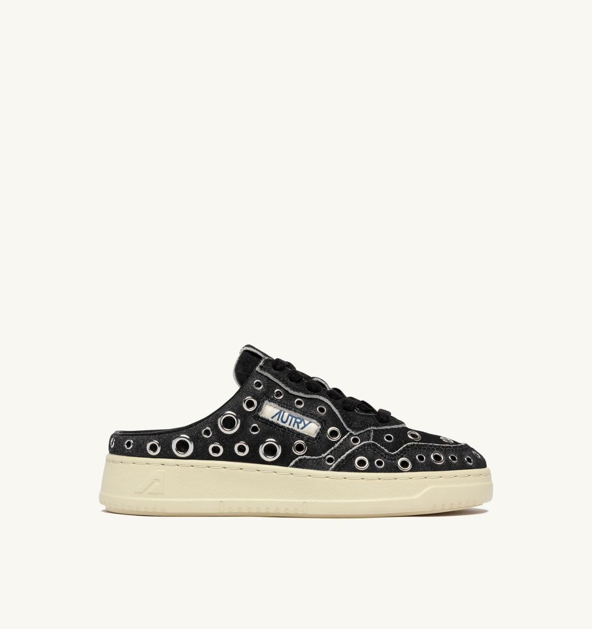 AUTRY MEDALIST MULE SNEAKERS IN BLACK LEATHER WITH STUDDED DETAILS