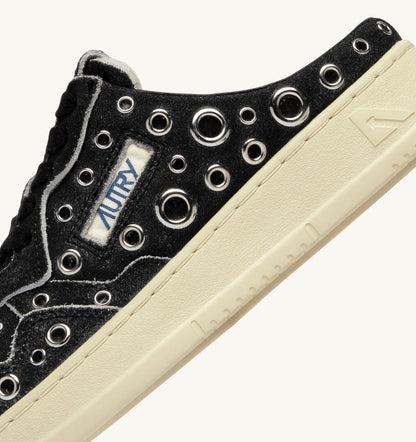 AUTRY MEDALIST MULE SNEAKERS IN BLACK LEATHER WITH STUDDED DETAILS