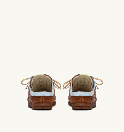 AUTRY WINDSPIN MULE SNEAKERS IN SHIRT BUFF AND AZURE LEATHER