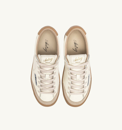 AUTRY WINDSCAPE LOW SNEAKERS IN MARSHMALLOW AND TAN LEATHER
