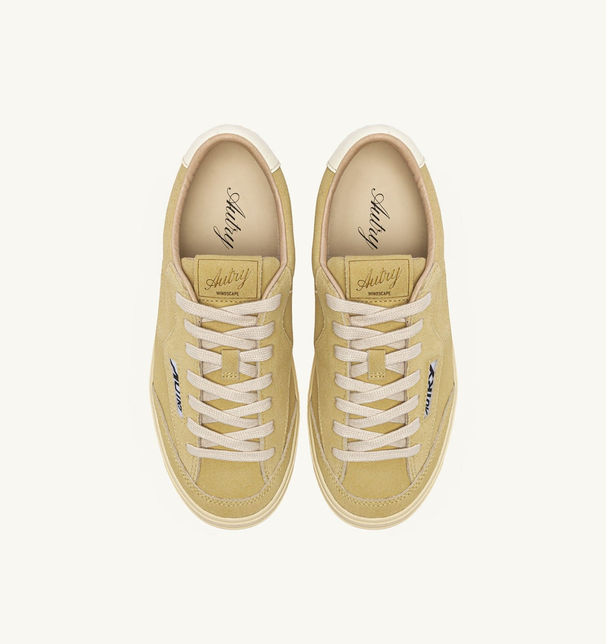 AUTRY WINDSCAPE LOW SNEAKERS IN STRAW AND MARSHMALLOW SUEDE