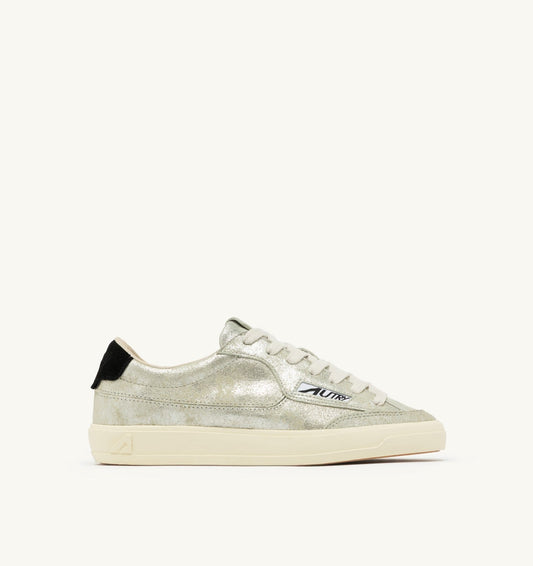 AUTRY WINDSCAPE LOW SNEAKERS IN SILVER AND BLACK LAMINATED SUEDE