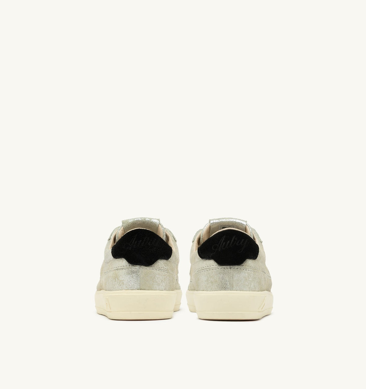AUTRY WINDSCAPE LOW SNEAKERS IN SILVER AND BLACK LAMINATED SUEDE
