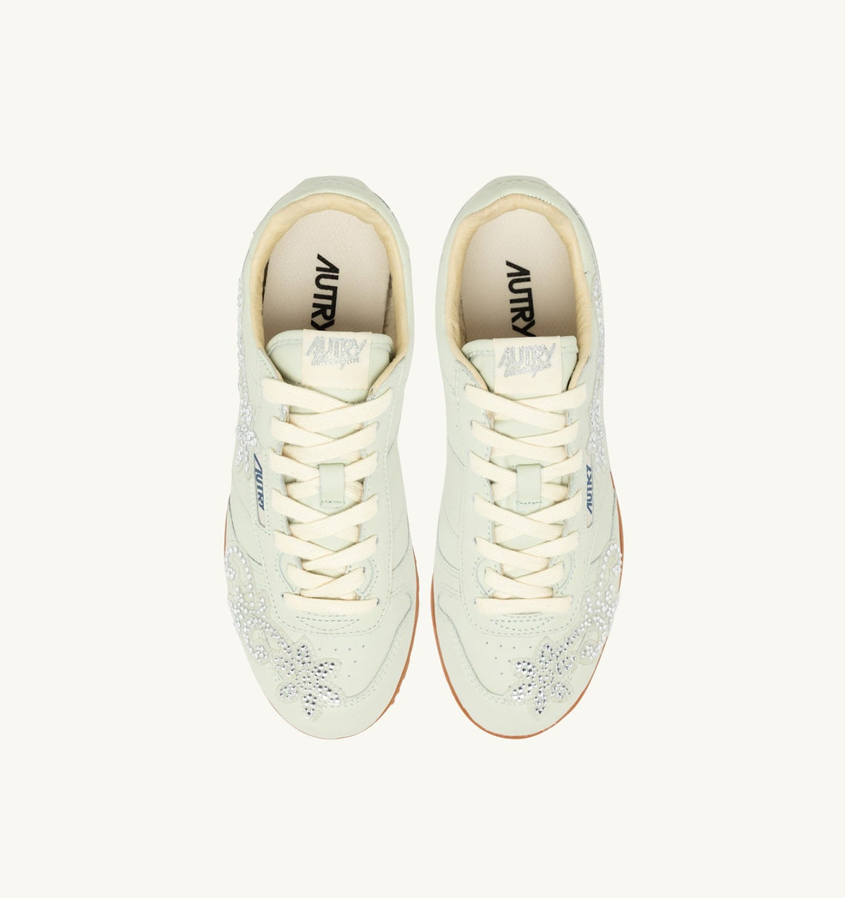 AUTRY WINDSPIN SNEAKERS IN BONE WHITE LEATHER WITH DECORATIONS