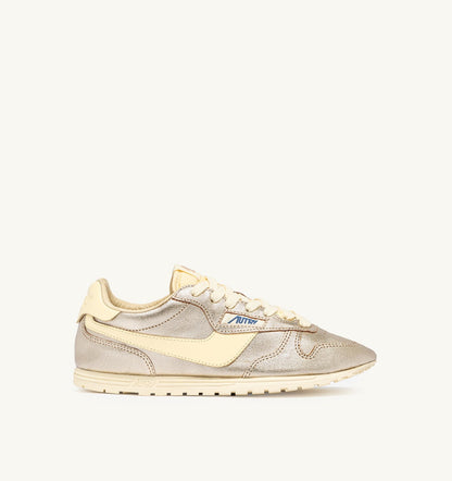 AUTRY WINDSPIN SNEAKERS IN PLATINUM AND RUTABAGA SUEDE AND LEATHER