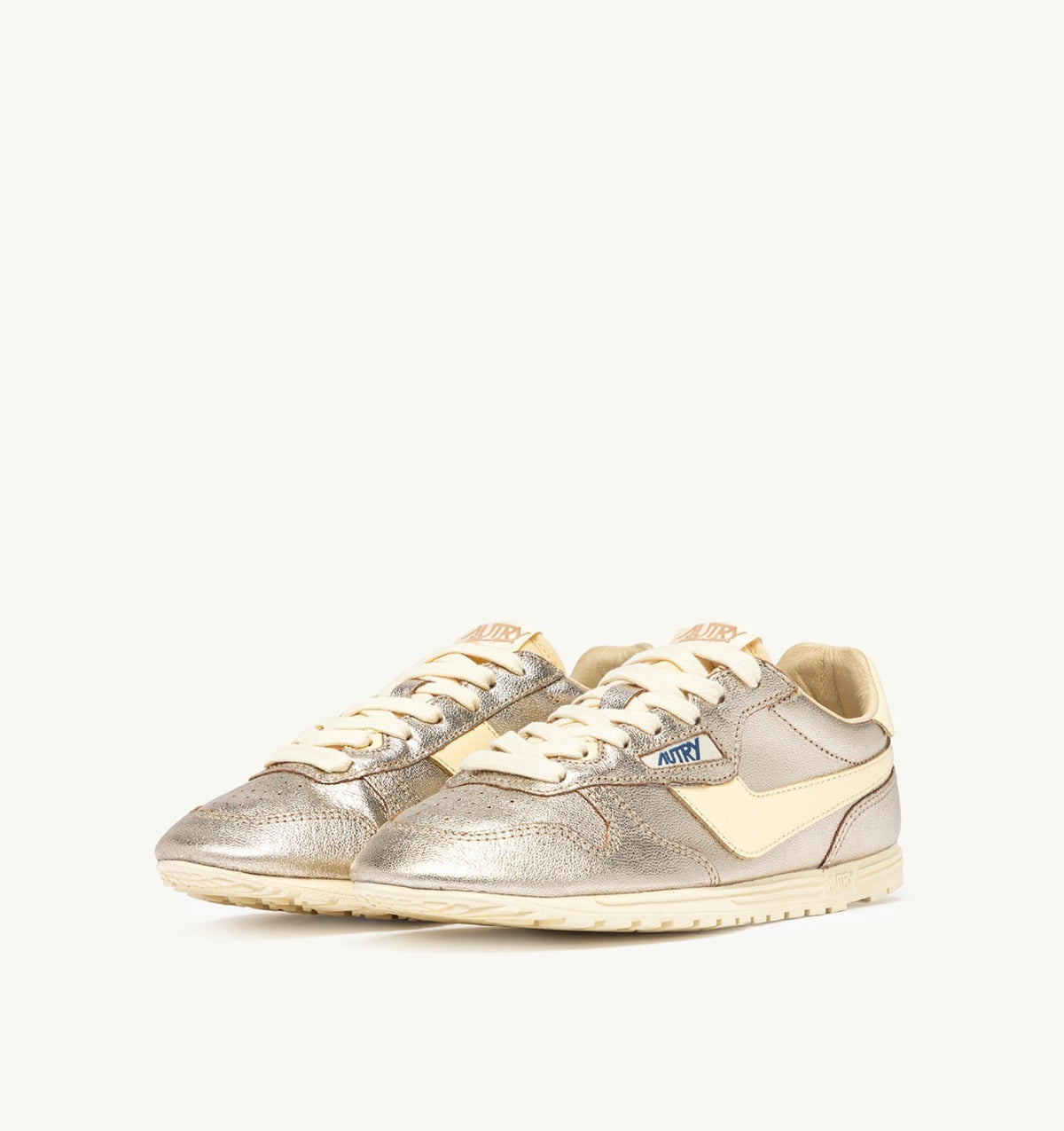 AUTRY WINDSPIN SNEAKERS IN PLATINUM AND RUTABAGA SUEDE AND LEATHER