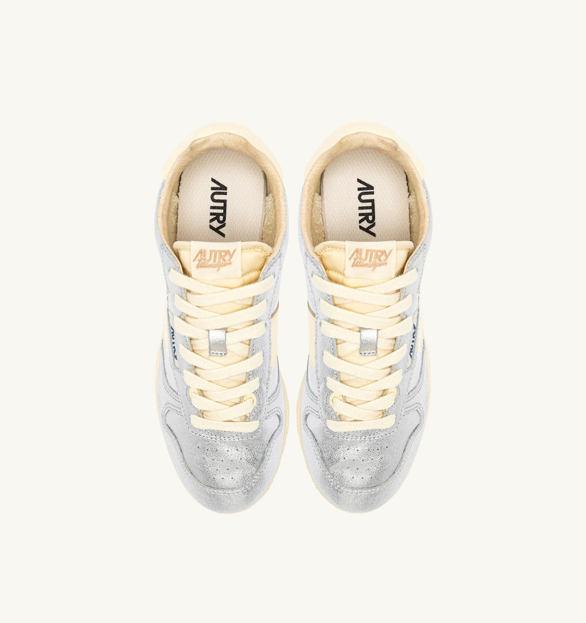 AUTRY WINDSPIN SNEAKERS IN SILVER AND RUTABAGA SUEDE AND LEATHER