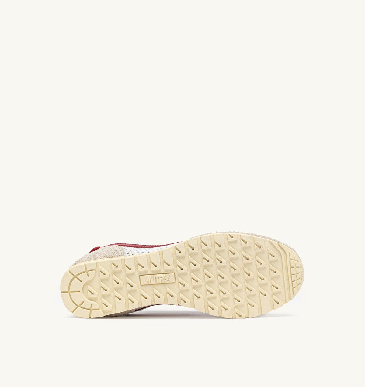 AUTRY WINDSPIN SNEAKERS IN WHITE SAND AND RED MESH AND LEATHER