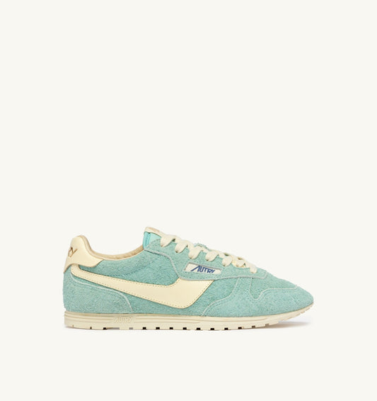 AUTRY WINDSPIN SNEAKERS IN JASMINE AND RUTABAGA SUEDE AND LEATHER