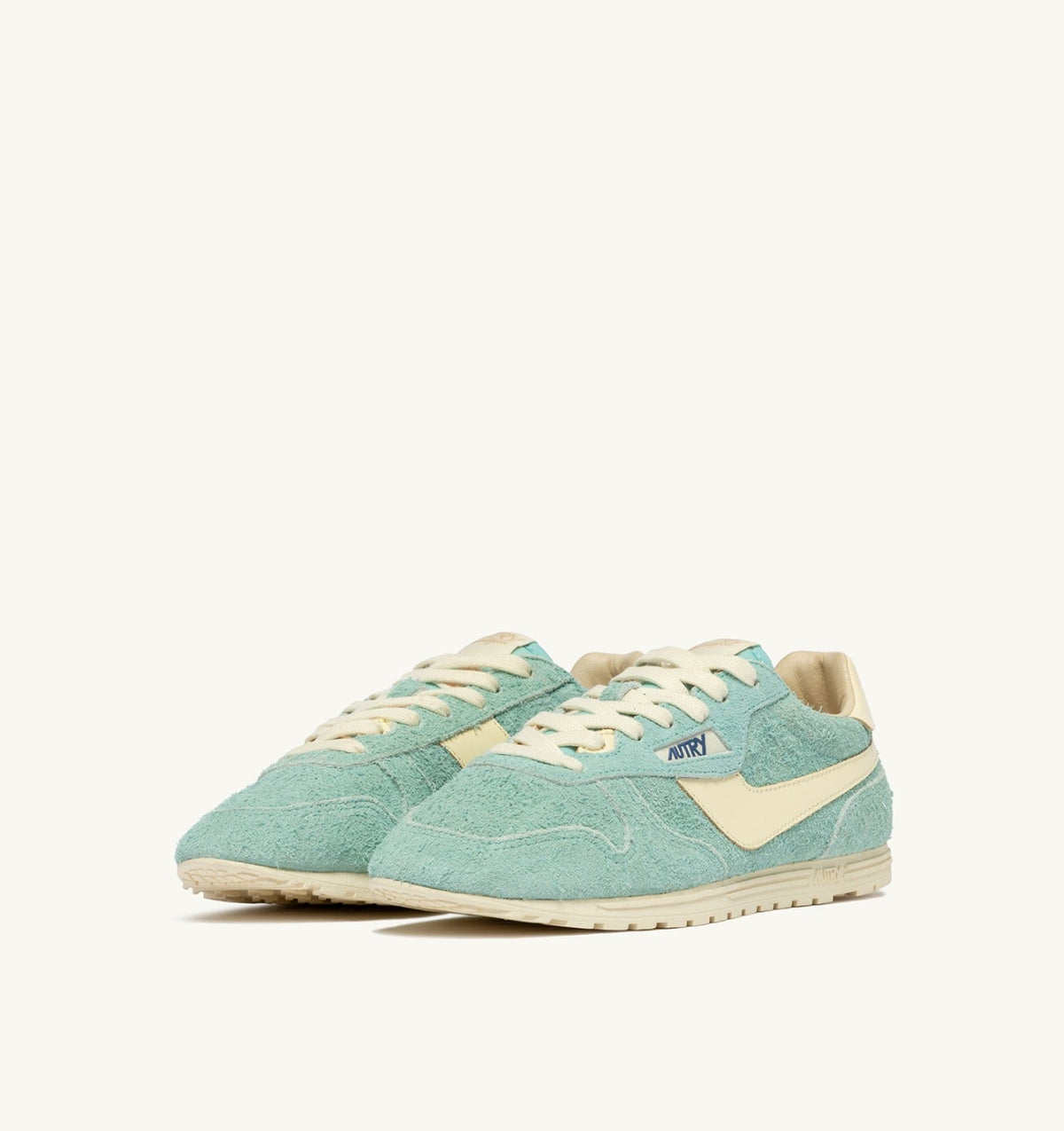 AUTRY WINDSPIN SNEAKERS IN JASMINE AND RUTABAGA SUEDE AND LEATHER
