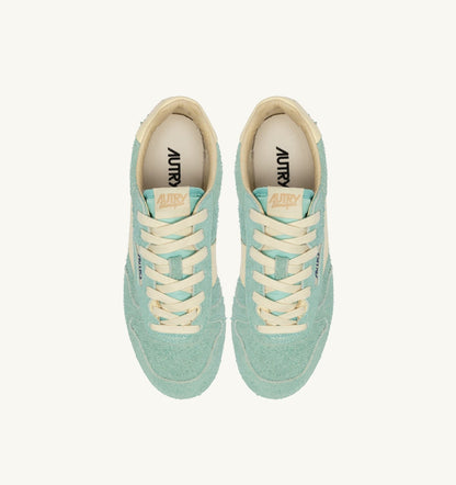 AUTRY WINDSPIN SNEAKERS IN JASMINE AND RUTABAGA SUEDE AND LEATHER