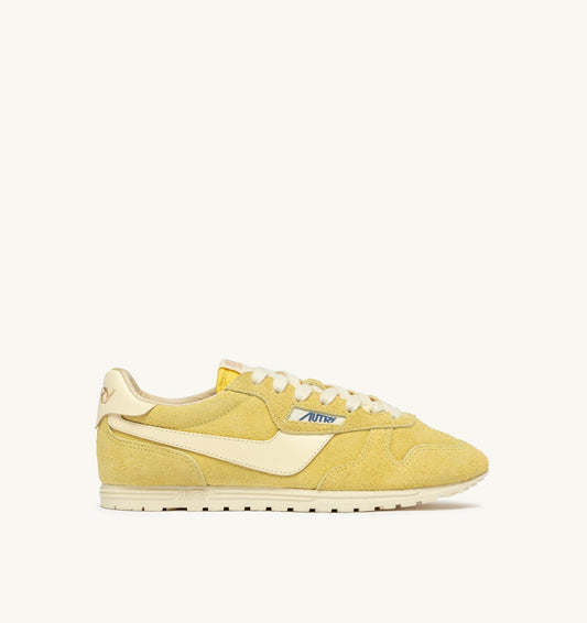 AUTRY WINDSPIN SNEAKERS IN MIMOSA AND RUTABAGA SUEDE AND LEATHER