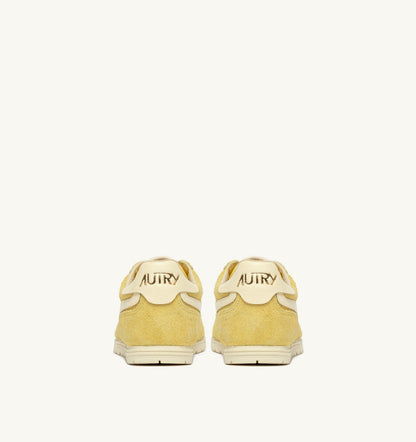 AUTRY WINDSPIN SNEAKERS IN MIMOSA AND RUTABAGA SUEDE AND LEATHER