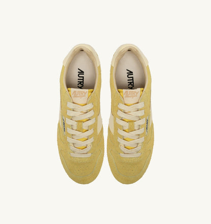 AUTRY WINDSPIN SNEAKERS IN MIMOSA AND RUTABAGA SUEDE AND LEATHER