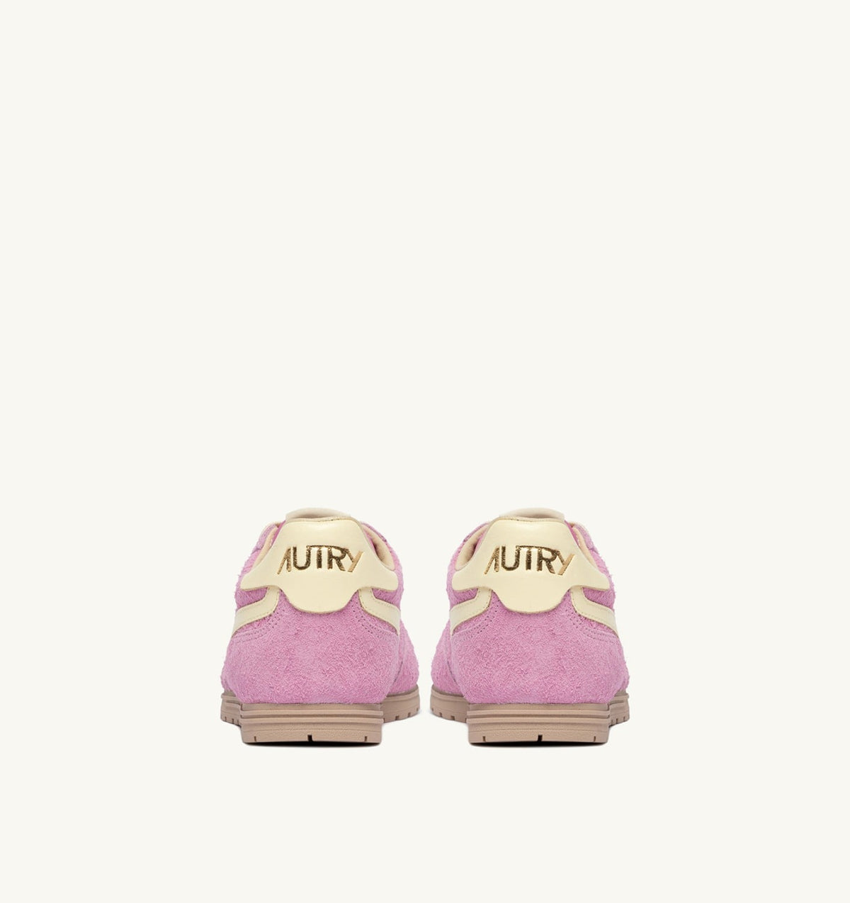 AUTRY WINDSPIN SNEAKERS IN ROSE POMPADUR AND RUTABAGA SUEDE AND LEATHER