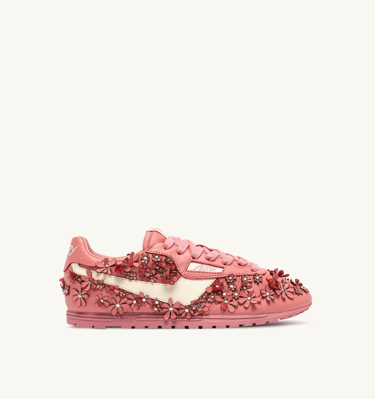 AUTRY WINDSPIN FLOWERS SNEAKERS IN LOBSTER BISQUE LEATHER