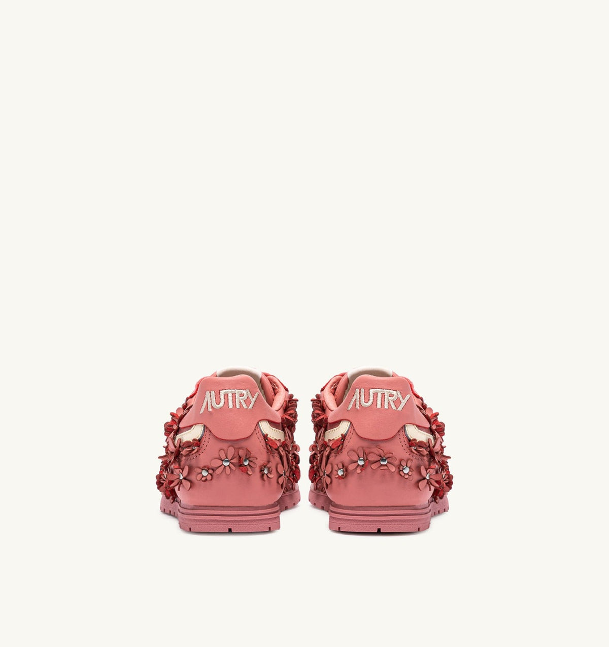 AUTRY WINDSPIN FLOWERS SNEAKERS IN LOBSTER BISQUE LEATHER