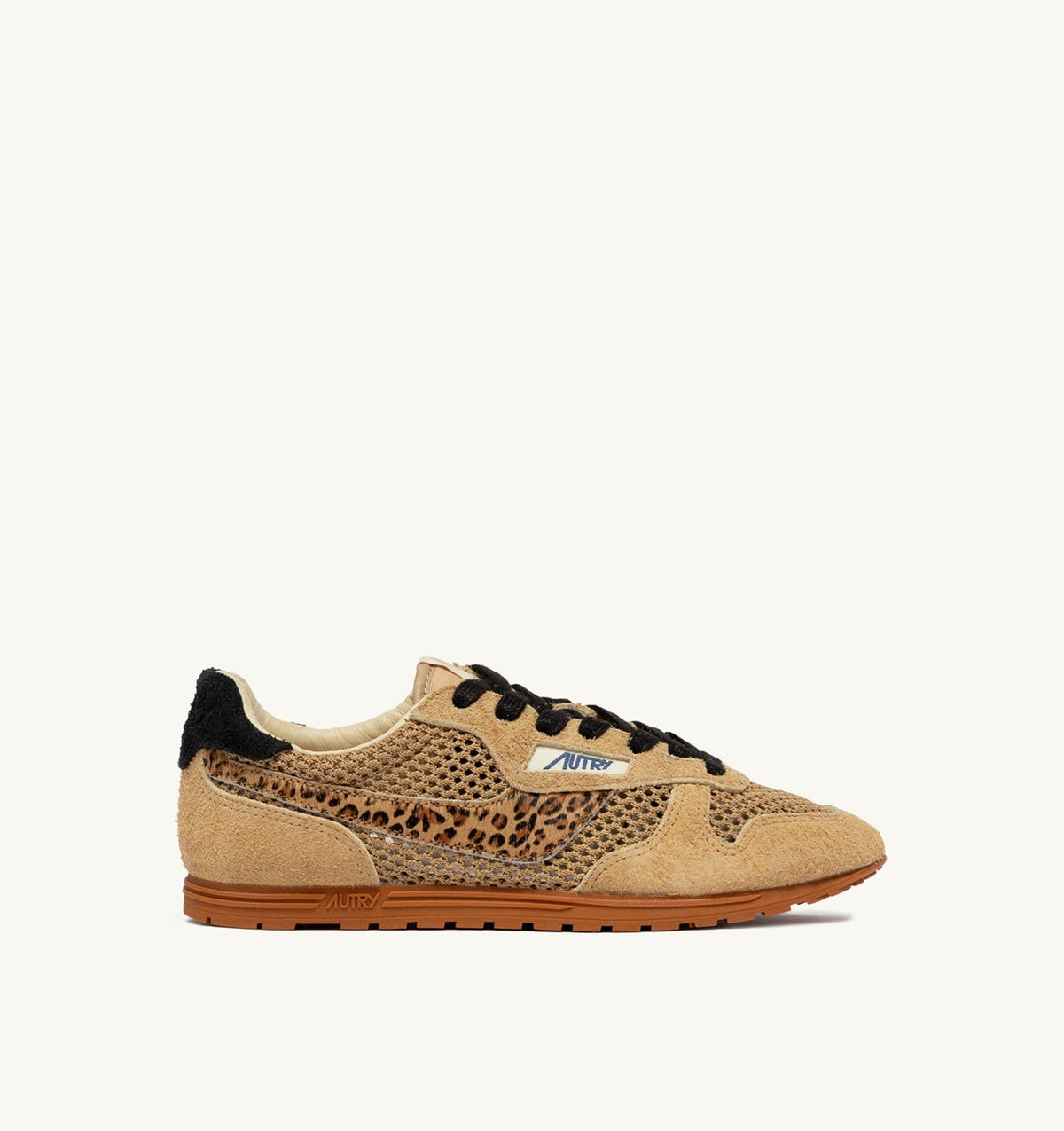 AUTRY WINDSPIN SNEAKERS IN TRENCH LEOPARD AND BLACK MESH AND SUEDE