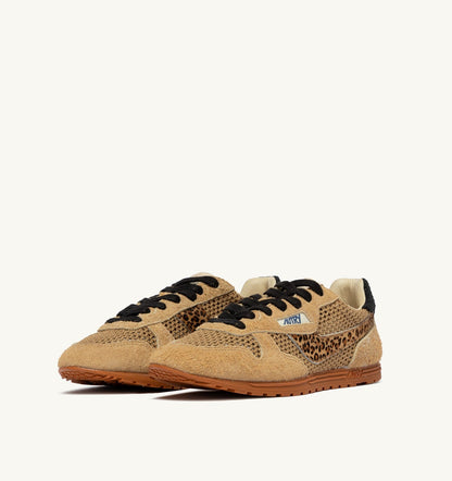 AUTRY WINDSPIN SNEAKERS IN TRENCH LEOPARD AND BLACK MESH AND SUEDE