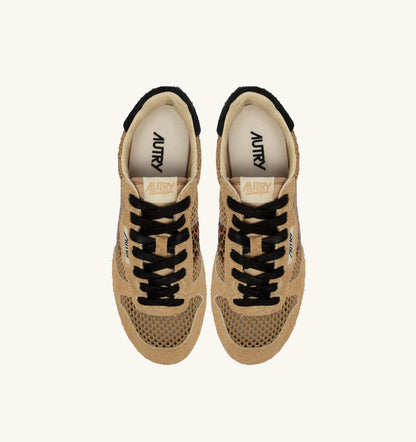 AUTRY WINDSPIN SNEAKERS IN TRENCH LEOPARD AND BLACK MESH AND SUEDE