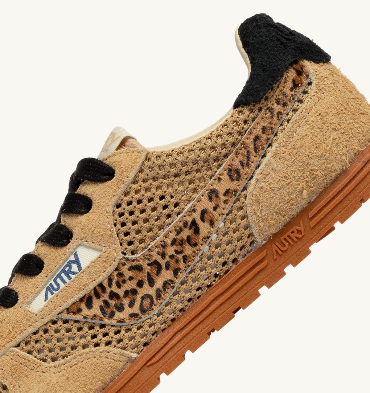 AUTRY WINDSPIN SNEAKERS IN TRENCH LEOPARD AND BLACK MESH AND SUEDE