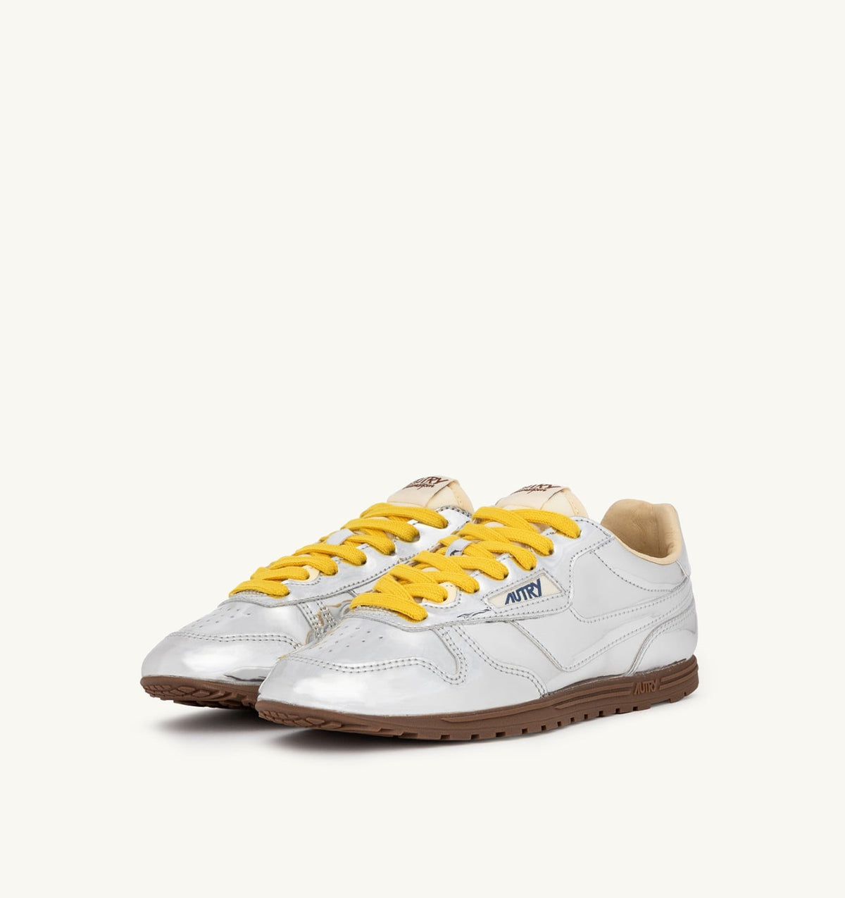 AUTRY WINDSPIN SILVER MIRRORED SNEAKERS