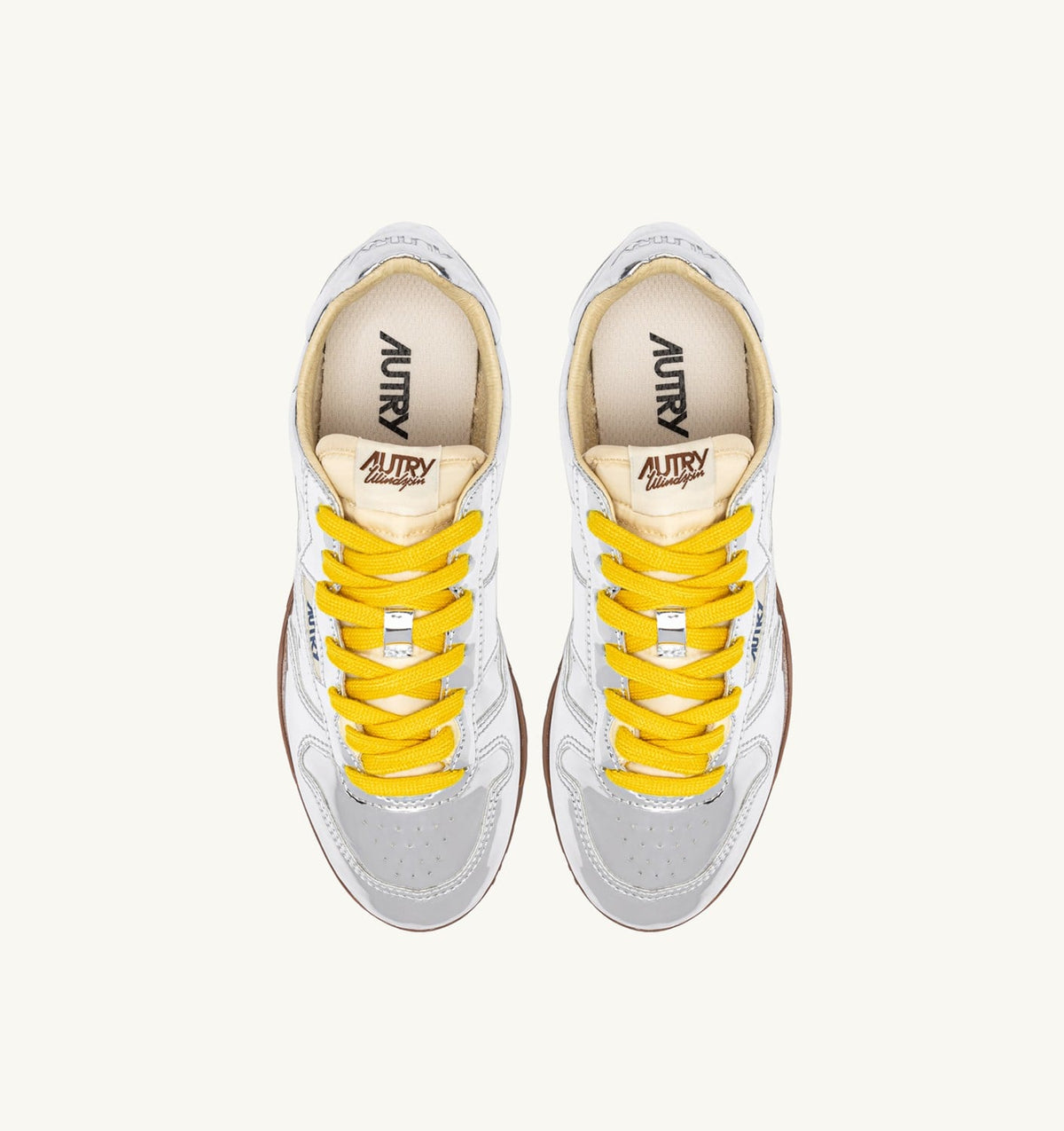 AUTRY WINDSPIN SILVER MIRRORED SNEAKERS
