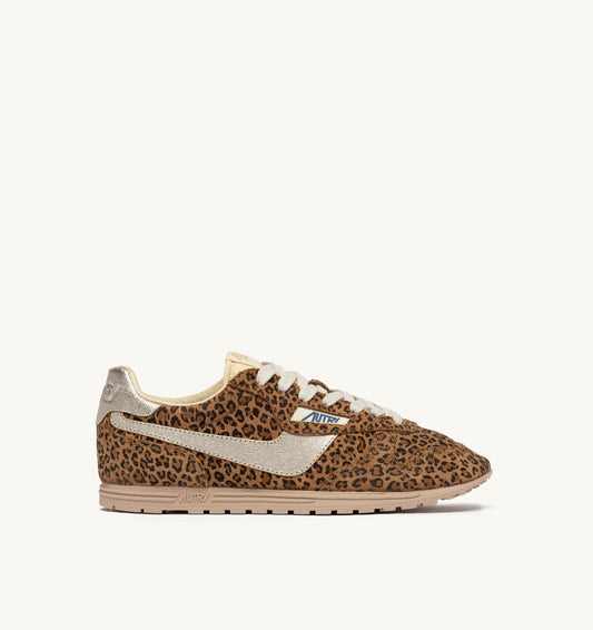 AUTRY WINDSPIN SNEAKERS IN LEOPARD AND PLATINUM SUEDE AND LEATHER